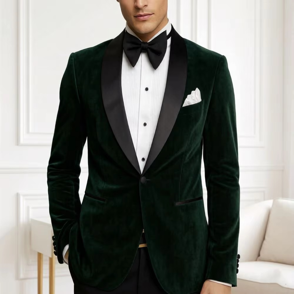 Formal Men Party Wear Jacket - เสื้อเบลเซอร์กำมะหยี่ผู้ชายทรงเข้ารูป ชุดสูท 1 ชิ้น ชุดทักซิโด้งานแต่งงาน แบบมิกซ์แอนด์แมทช์