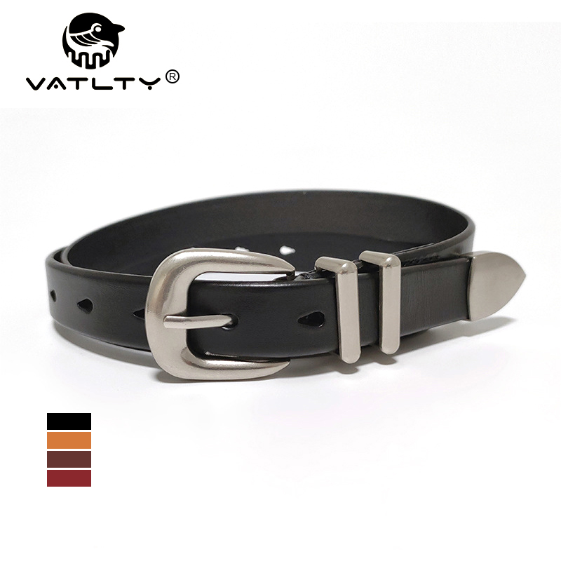 Formal Belt Leather Thin - VATLTY 2.3 ซม.เข็มขัดหนังผู้หญิงสังกะสีโลหะผสมเงินหัวเข็มขัดธรรมชาติ Cowhide Casual เข็มขัดหนังแท้เข็มขัดหญิง