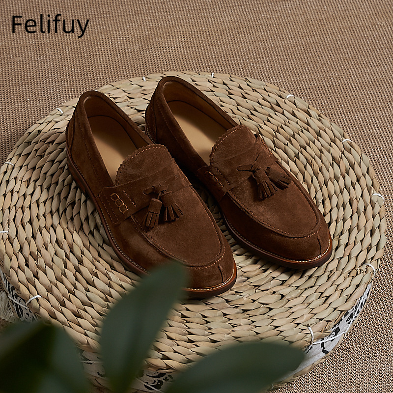 Men'S Formal Party Wear Shoes - รองเท้าโลฟเฟอร์หนังวัวสีน้ำตาลแบบใหม่สำหรับผู้ชาย แต่งพู่ห้อย สวมใส่สบาย ระบายอากาศได้ดี เหมาะสำหรับงานปาร์ตี้ งานแต่งงาน