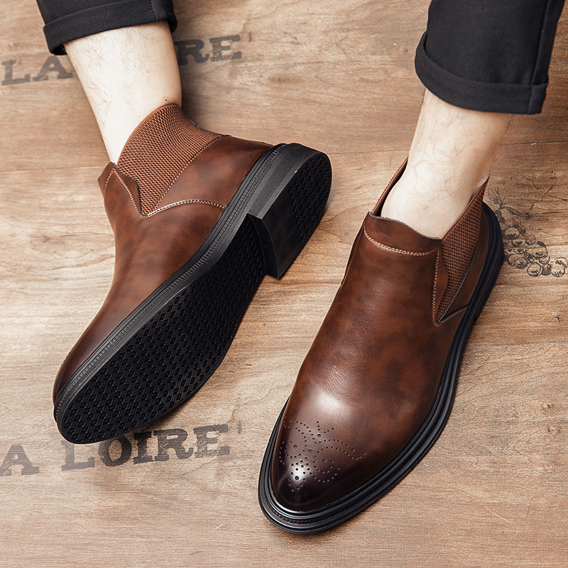 Men'S Style Formal Wear - รองเท้าหนังหุ้มข้อสูงเป็นรองเท้าอเนกประสงค์สำหรับผู้ชาย รองเท้าสไตล์บริติชย้อนยุคแบบโบรกสำหรับธุรกิจ และรองเท้าลำลองสำหรับวัยรุ่นที่สวมใส่ในโอกาสทางการและเทรนด์แฟชั่น