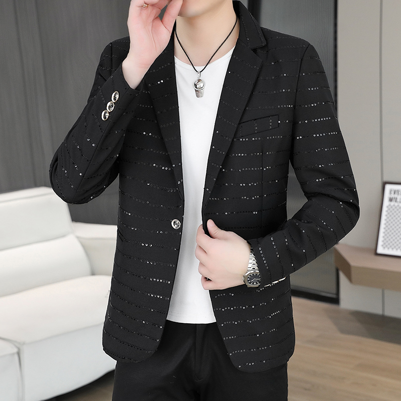 Men'S Style Formal Wear - เสื้อเบลเซอร์ผู้ชาย ประดับเลื่อม หรูหรา สไตล์เพชร สำหรับธุรกิจ ท่องเที่ยว