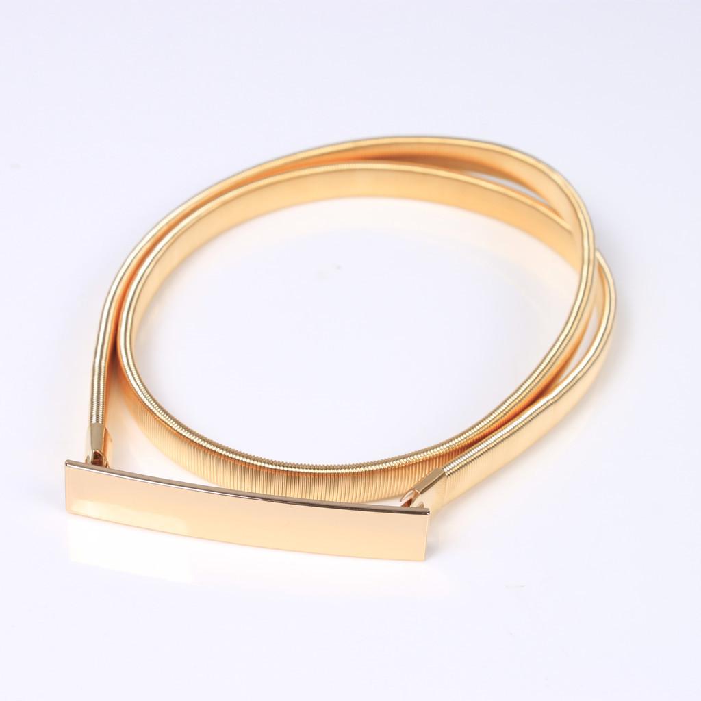 เข็มขัดเอวแบบยืดหยุ่นสีทอง สาย - Formal Belt Leather Thin บทวิจารณ์และราคา