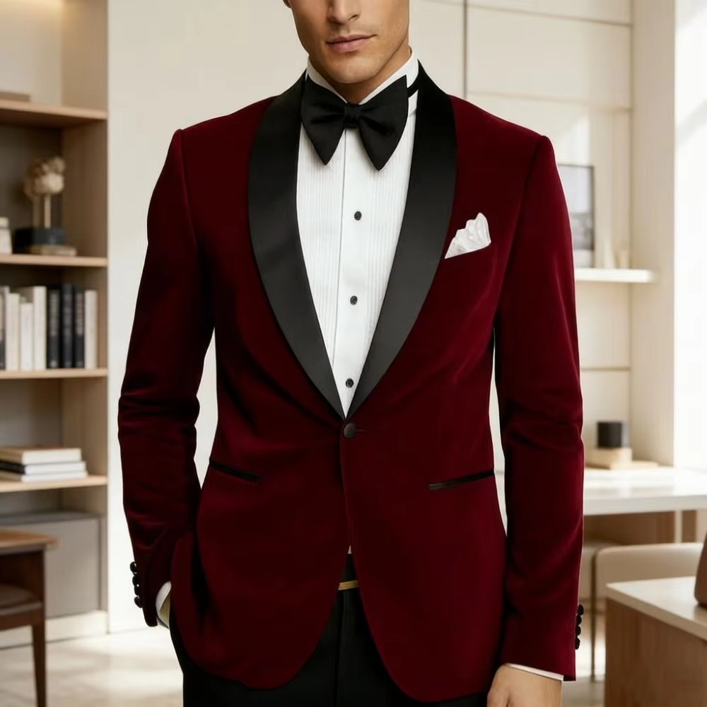 ชุดสูทกำมะหยี่ผู้ชายทรงเข้ารูป - Formal Men Party Wear Jacket บทวิจารณ์และราคา