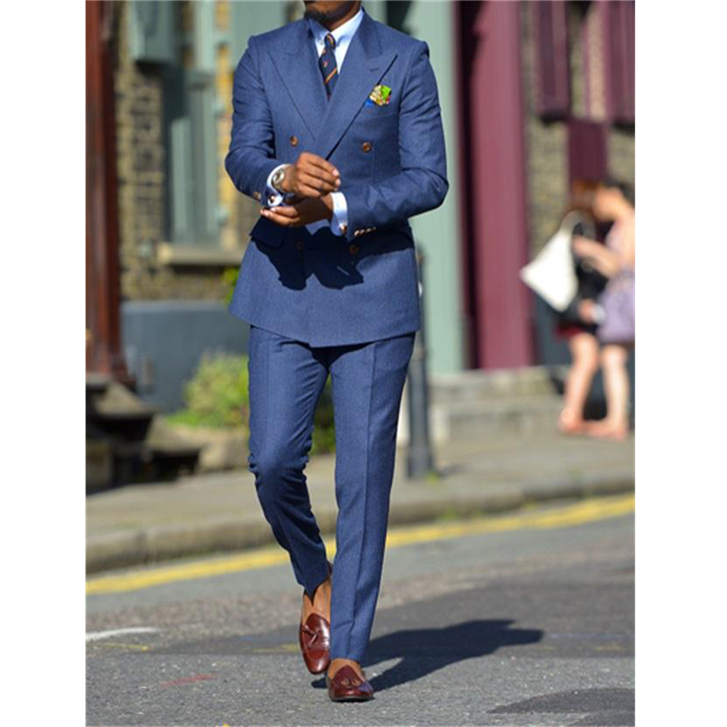 สีน้ำเงินเข้มอย่างเป็นทางการบุ - Men Formal Wear Jacket บทวิจารณ์และราคา