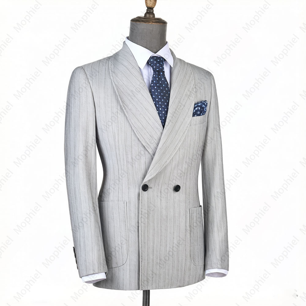 ชุดสูทผู้ชายสีเทาอ่อน Mophiel  - Men Formal Wear Jacket บทวิจารณ์และราคา