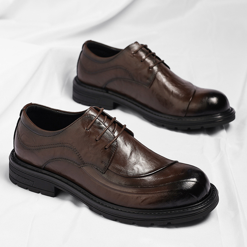 รองเท้าหนังแท้สีน้ำตาลขัดเงา แ - Men'S Formal Party Wear Shoes บทวิจารณ์และราคา