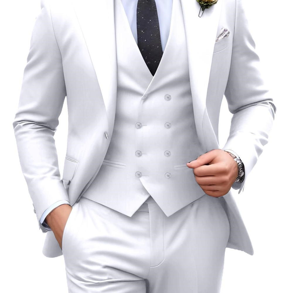 ชุดสูทผู้ชายสีพื้น 3 ชิ้น สำหร - Men Formal Wear Jacket บทวิจารณ์และราคา