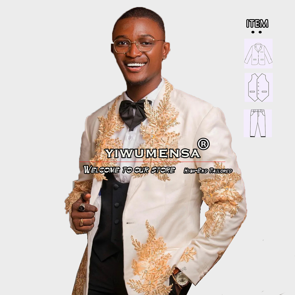 ที่กําหนดเอง 3 ชิ้นชุดผู้ชายอย - Men Formal Wear Jacket บทวิจารณ์และราคา
