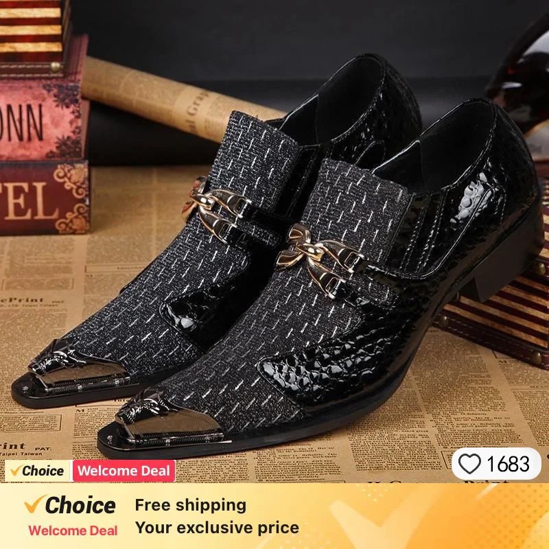 รองเท้าหนังผู้ชายทรงหัวเหล็ก ล - Men'S Formal Party Wear Shoes บทวิจารณ์และราคา